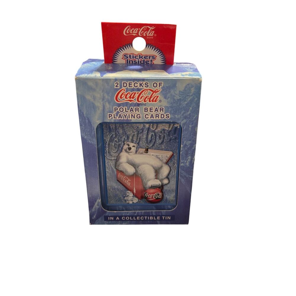 Vintage 1998 Coca-Cola Bicycle Playing Cards 2 Deck Collectible Tin Collectible